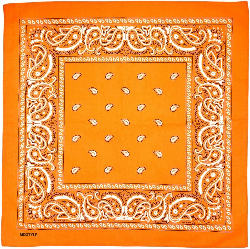 MD Style 100% Cotton Bandana for Men & Women 22" x 22" Paisley Pattern Handkerchief Headband Scarf - Image 3